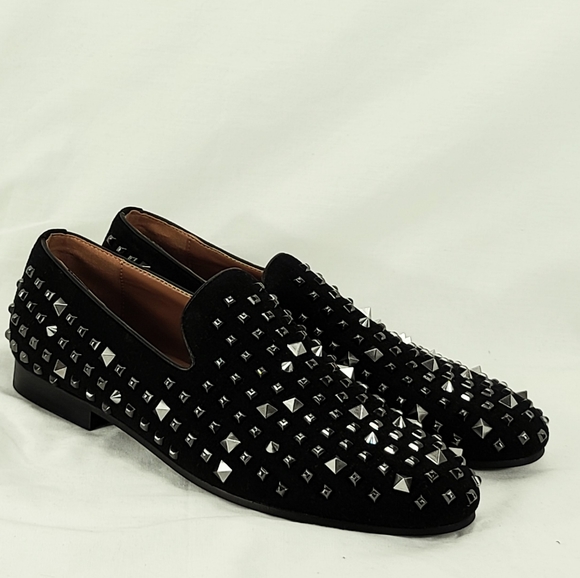 Studded black Loafers men's 8.5 - Picture 2 of 8